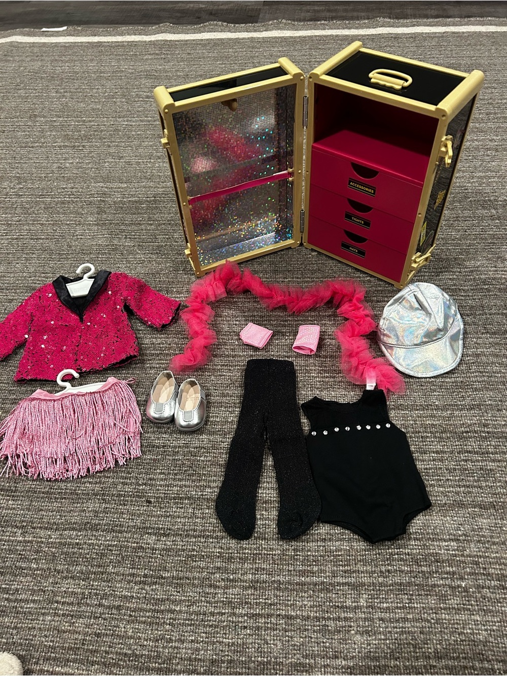 American Girl dance costume trunk and Accessories